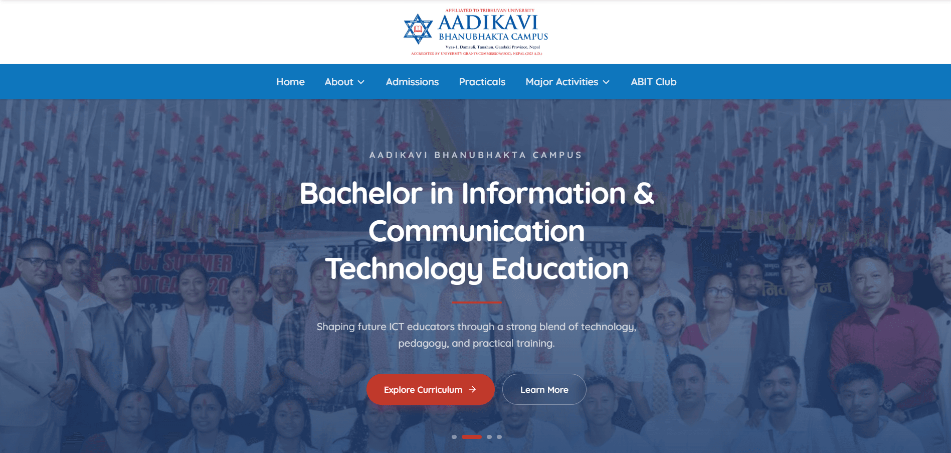 BICTE Faculty Portal homepage screenshot